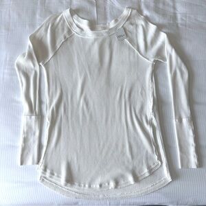 We The Free Women’s Long-Sleeve White Thermal Waffle Top S NWT